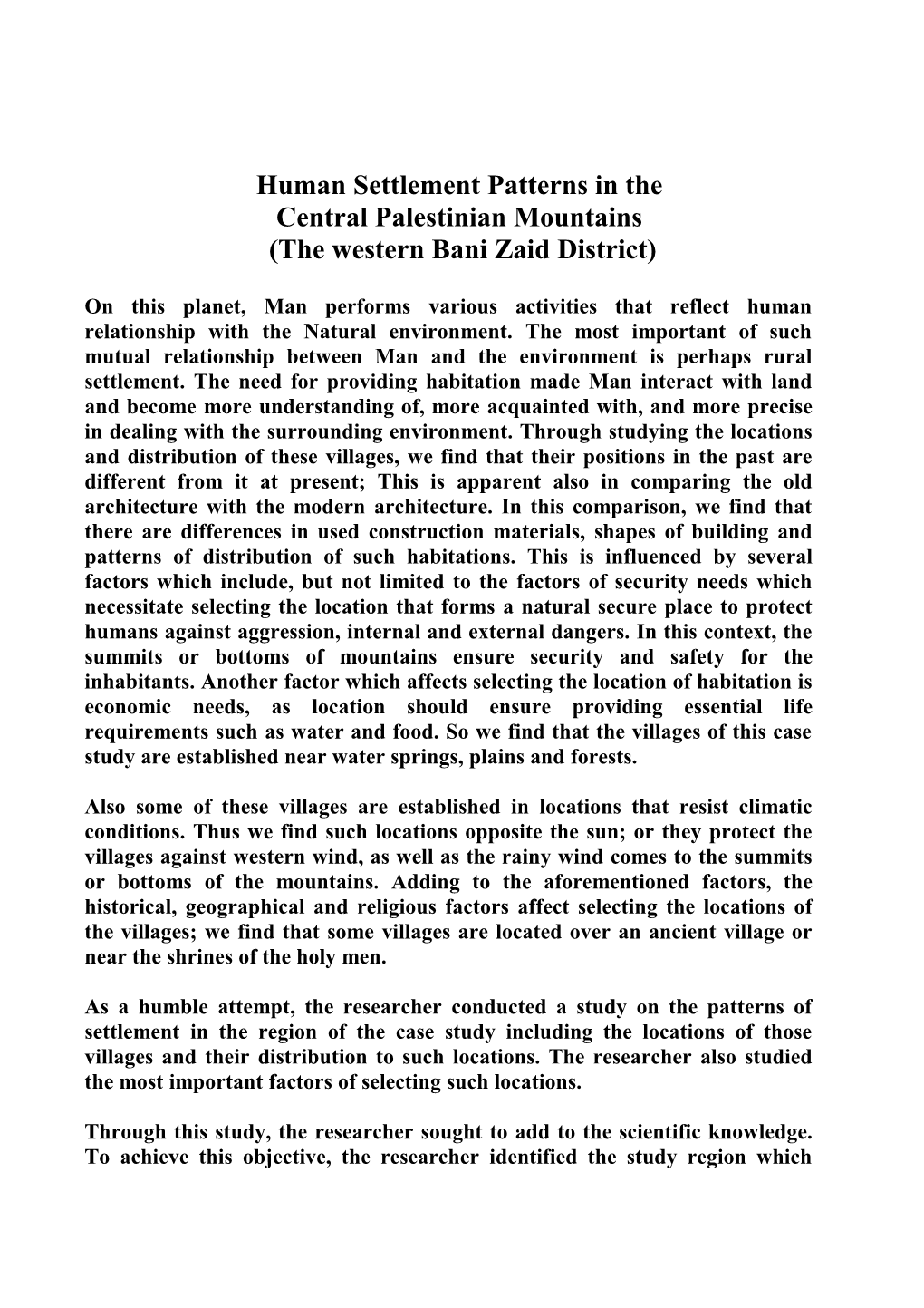 Human Settlement Patterns in The