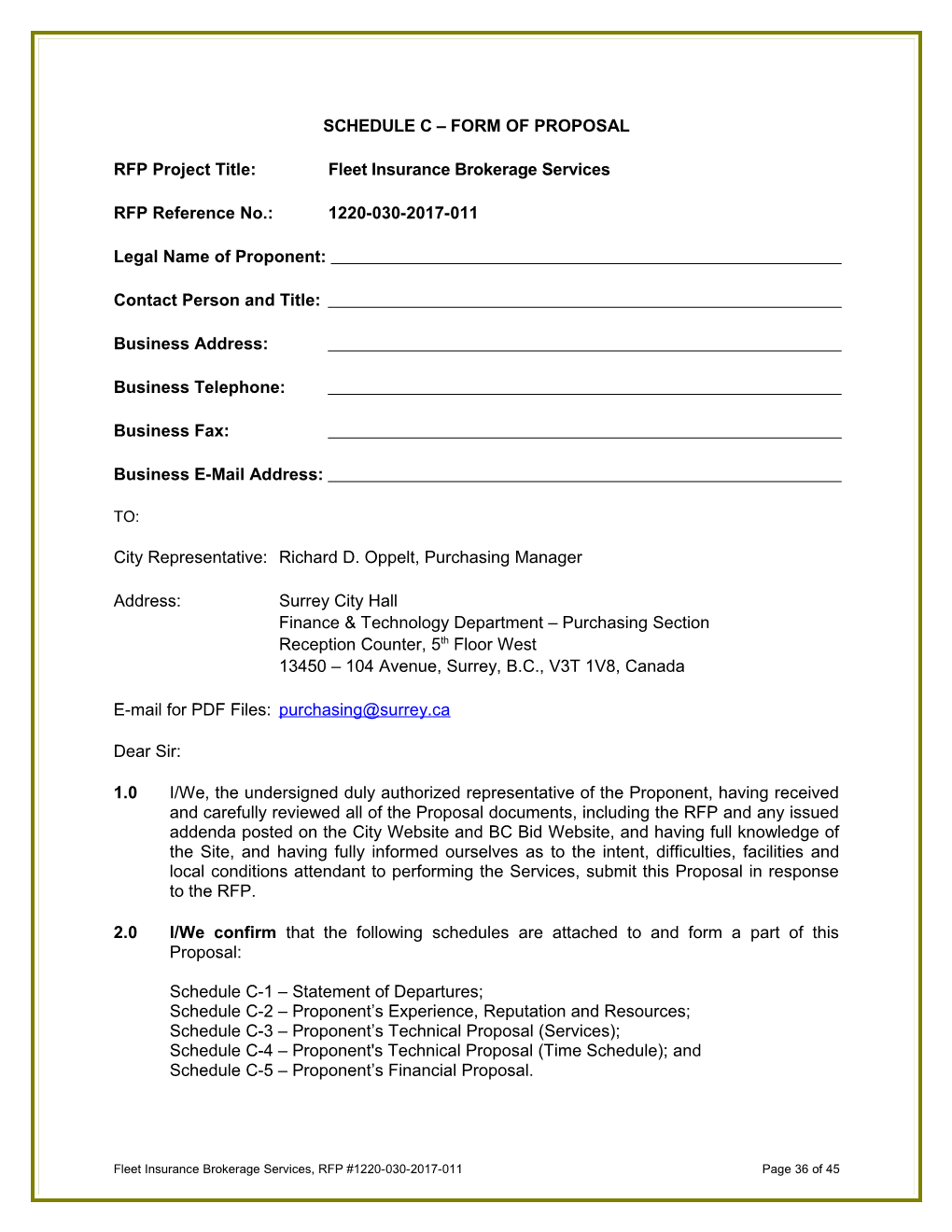 RFP Project Title:Fleet Insurance Brokerage Services