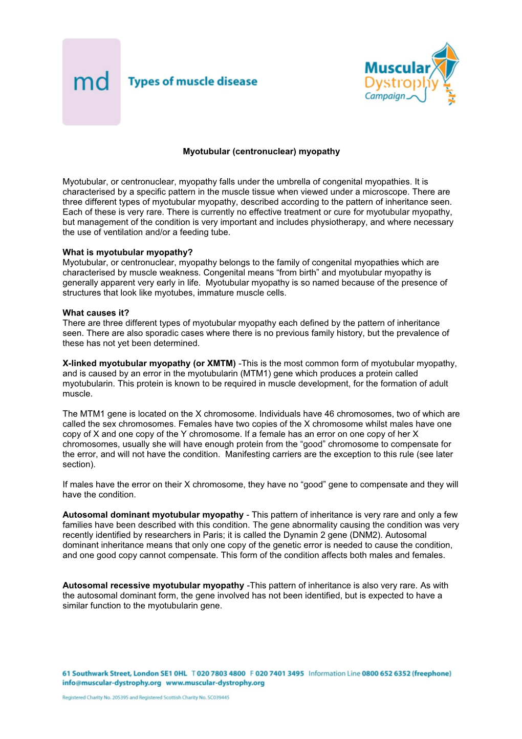 Myotubular (Centronuclear) Myopathy