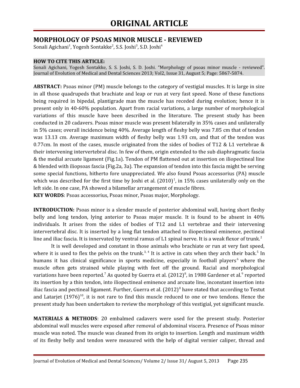 Morphology of Psoas Minor Muscle-Reviewed