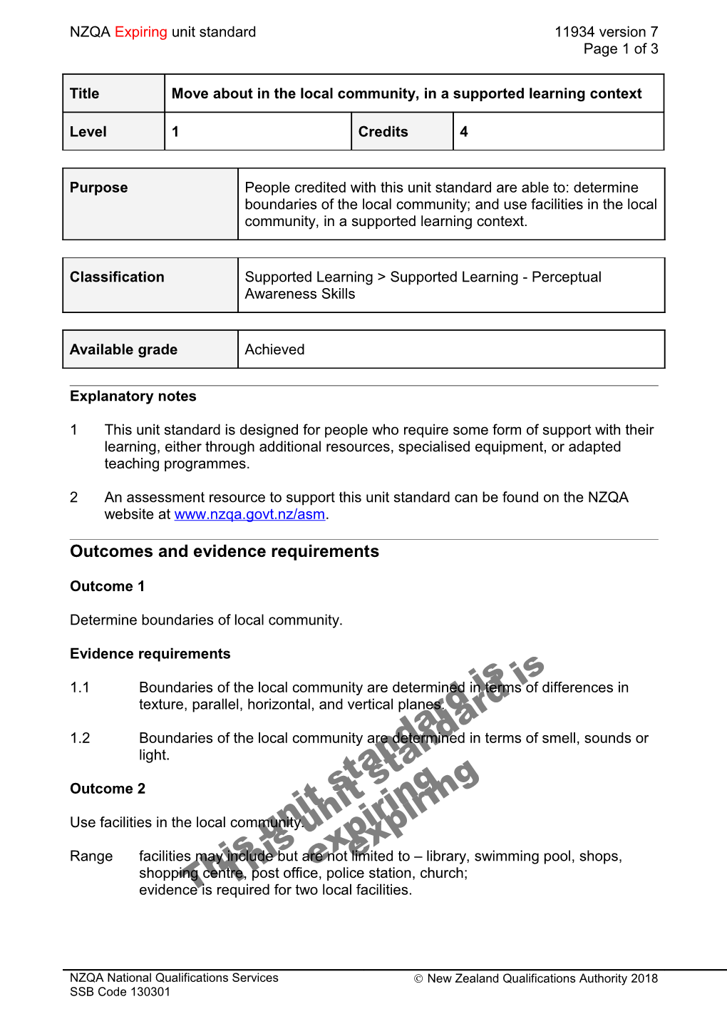 11934 Move About in the Local Community, in a Supported Learning Context