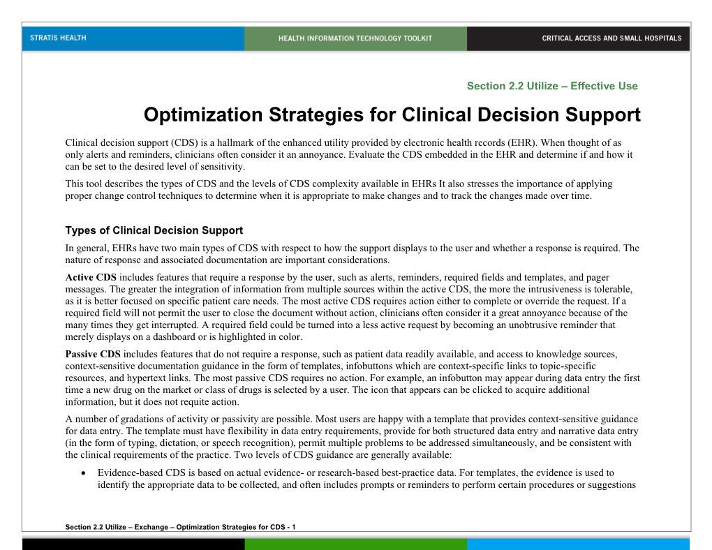 Optimization Strategies for Clinical Decision Support