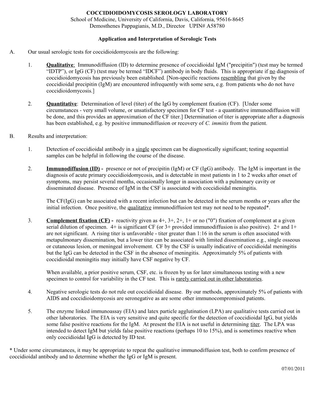 Application and Interpretation of Serologic Tests