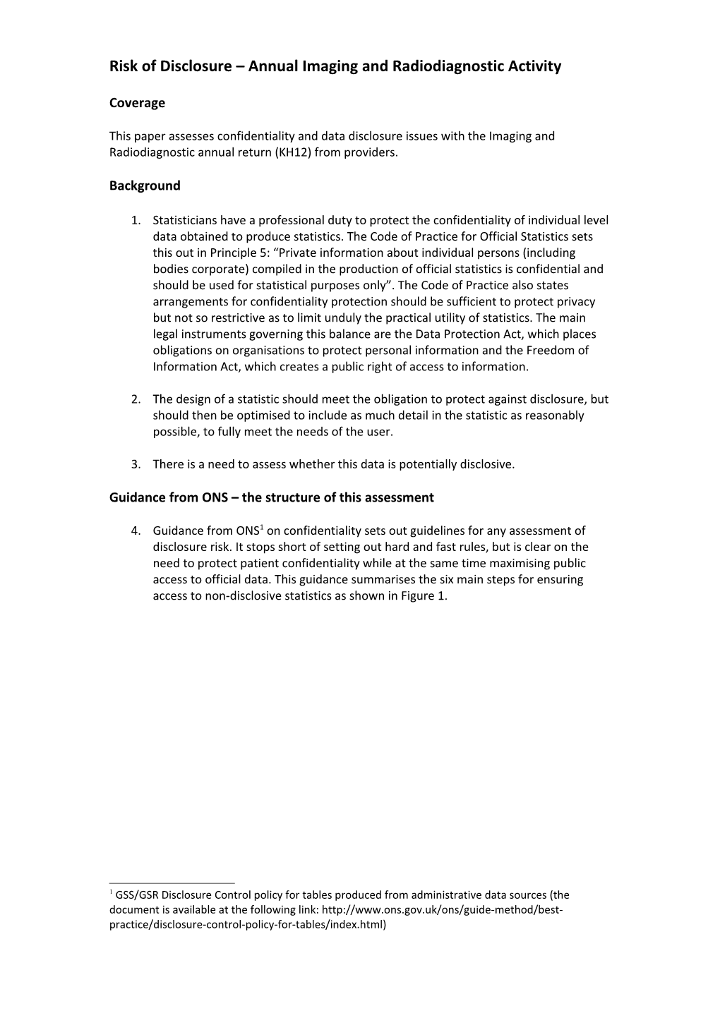 Risk of Disclosure Quarterly Activity Report