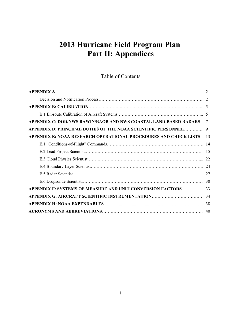 2013Hurricane Field Program Plan