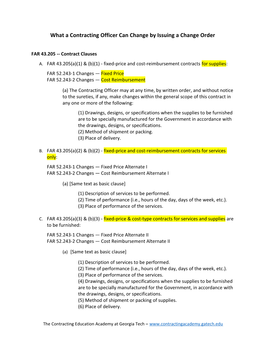 What a Contracting Officer Can Change by Issuing a Change Order