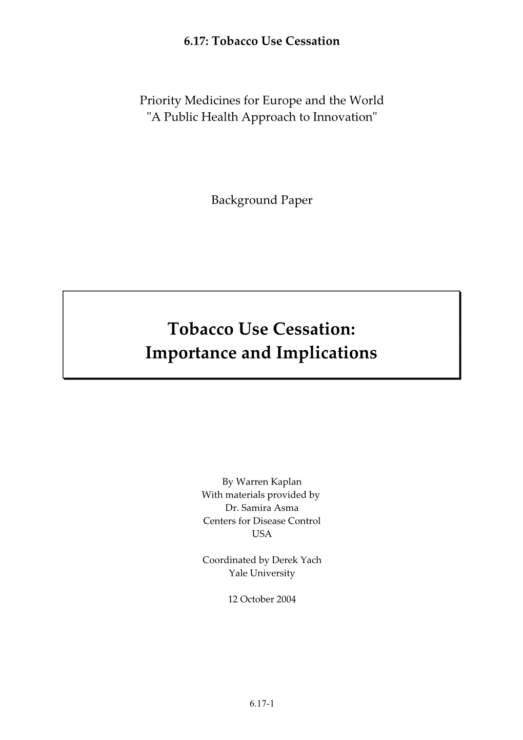 Nicotine Replacement Products and Government Policies