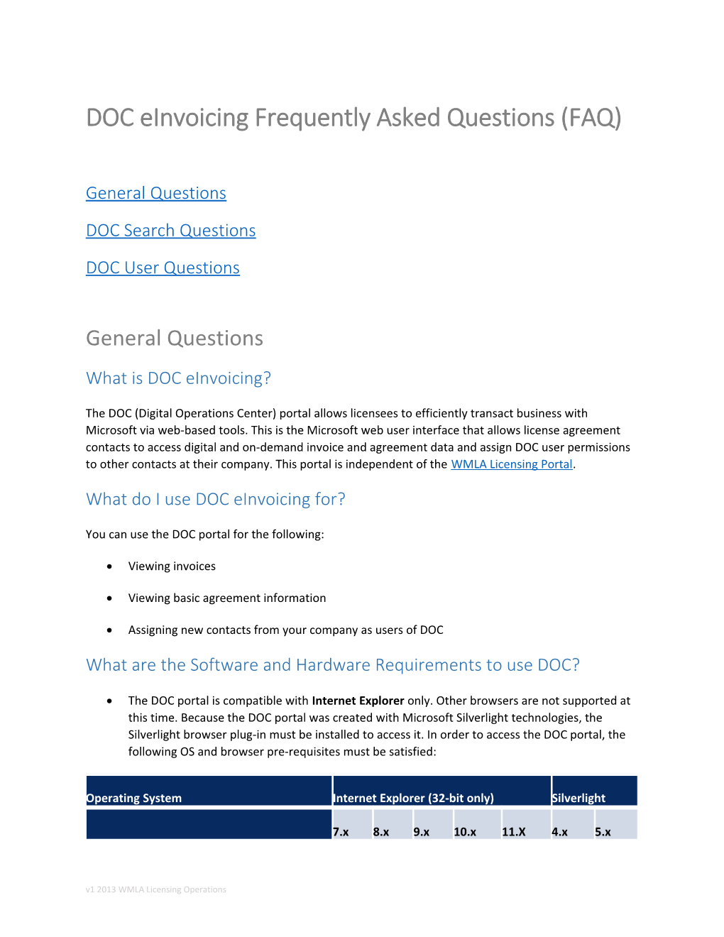 DOC Einvoicing Frequently Asked Questions (FAQ)