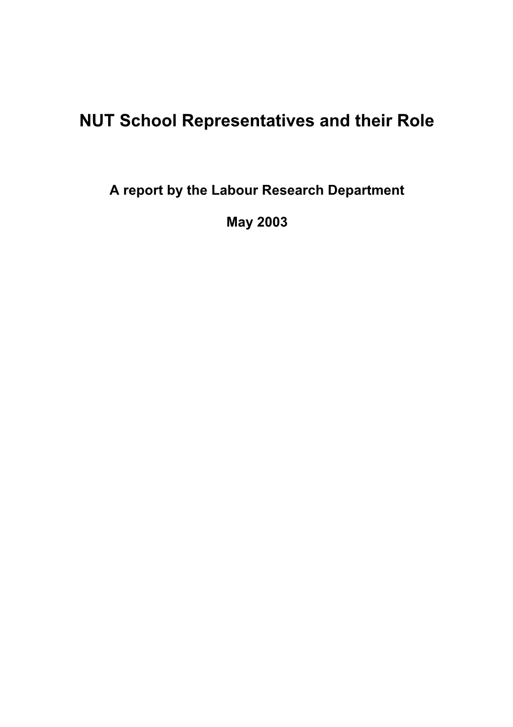 NUT School Representatives and Their Role