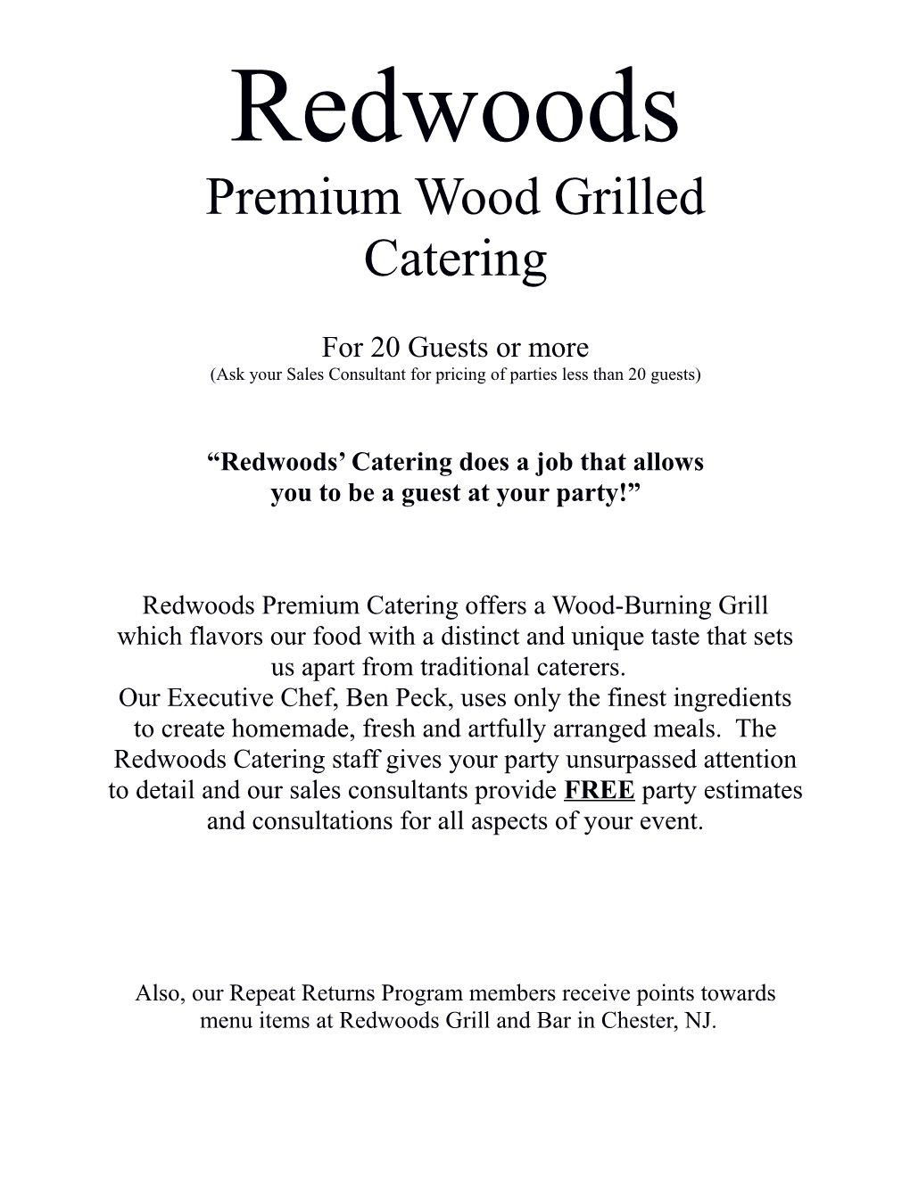 Premium Wood Grilled Catering