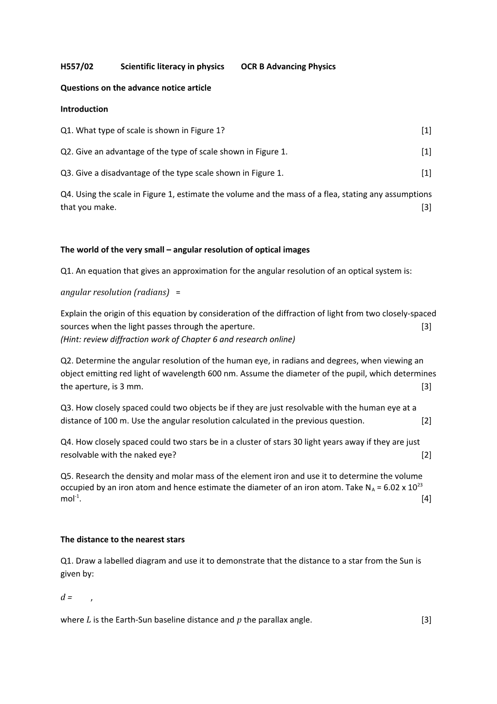 H557/02 Scientific Literacy in Physics OCR B Advancing Physics