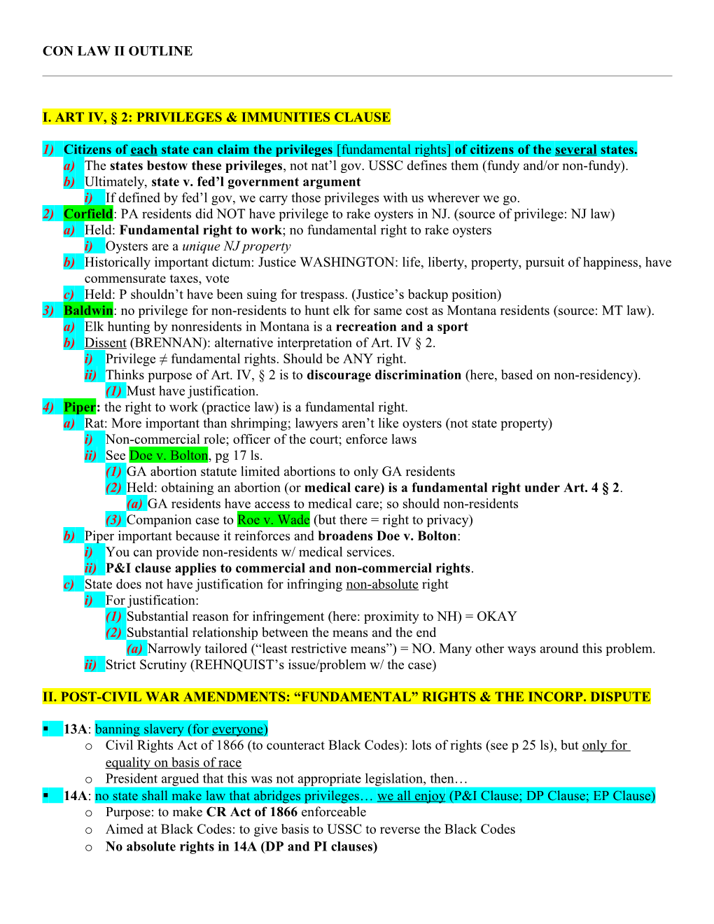 Con Law Ii Class Notes