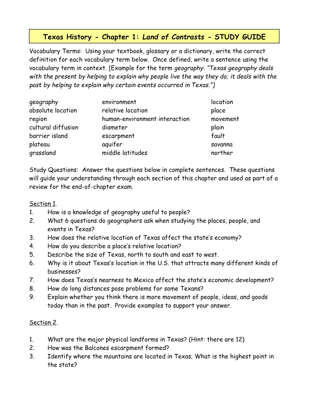 Vocabulary Terms: Using Your Textbook, Glossary Or a Dictionary, Write the Correct Definition