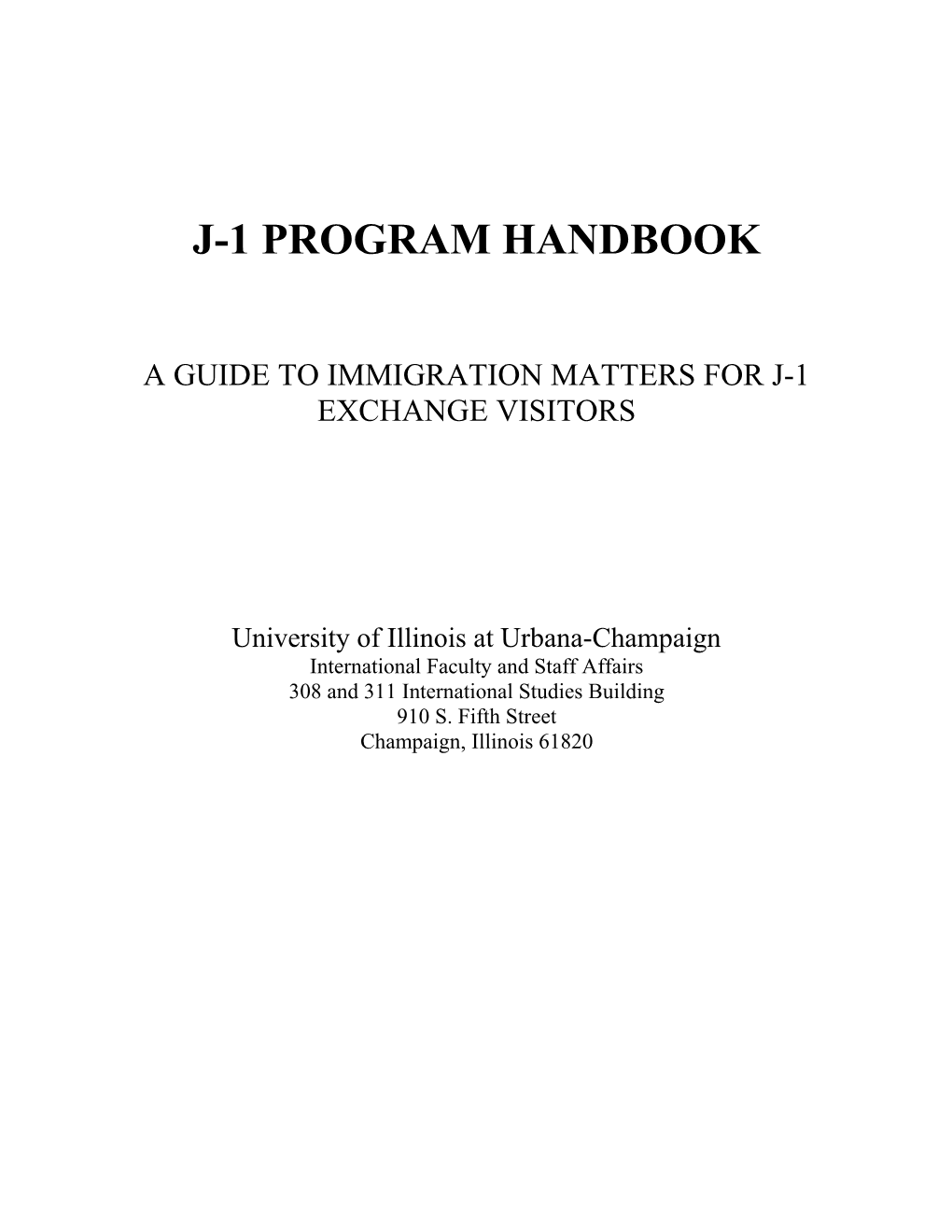 J-1 Program Handbook