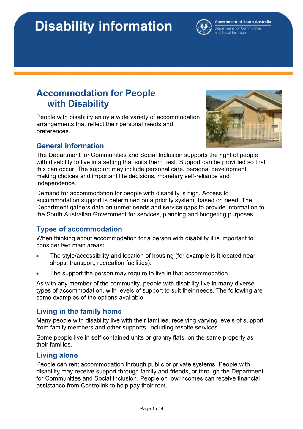 Accommodation for People with Disability