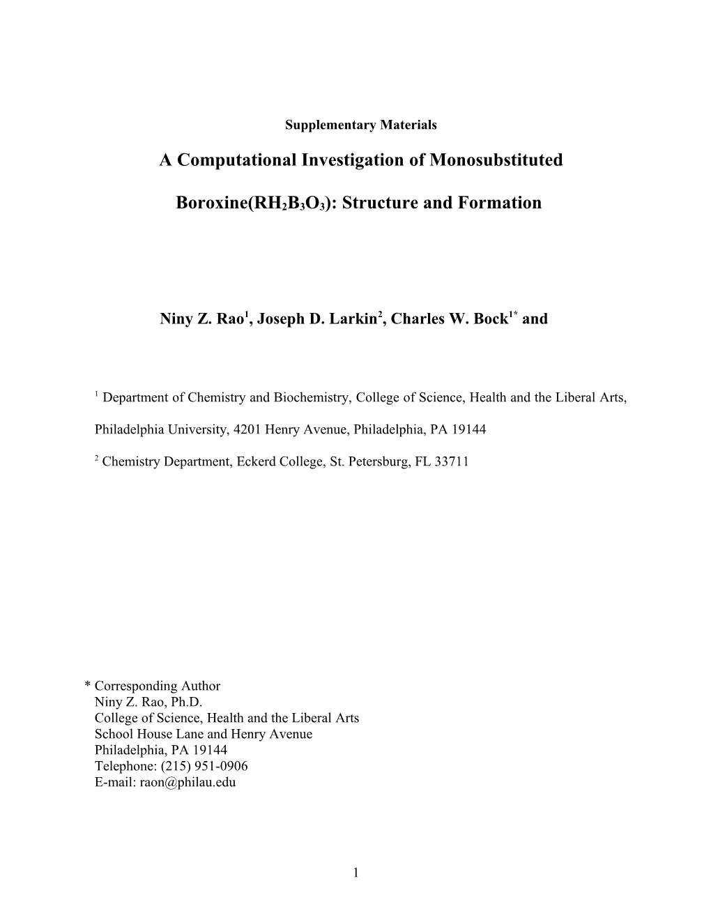 Thermodynamics of Boroxine Formation In