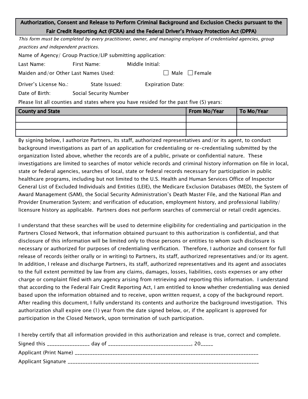 Name of Agency/ Group Practice/LIP Submitting Application