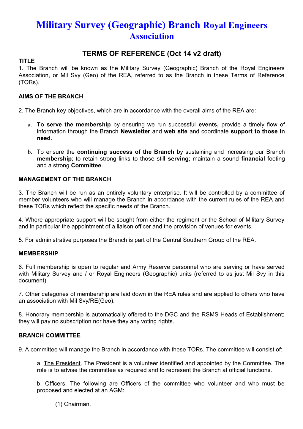 Military Survey (Geographic) Branch Royal Engineers Association