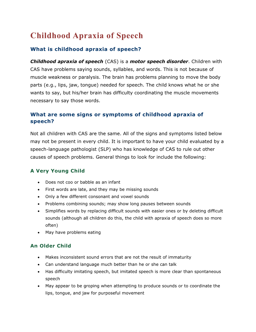 What Is Childhood Apraxia of Speech?