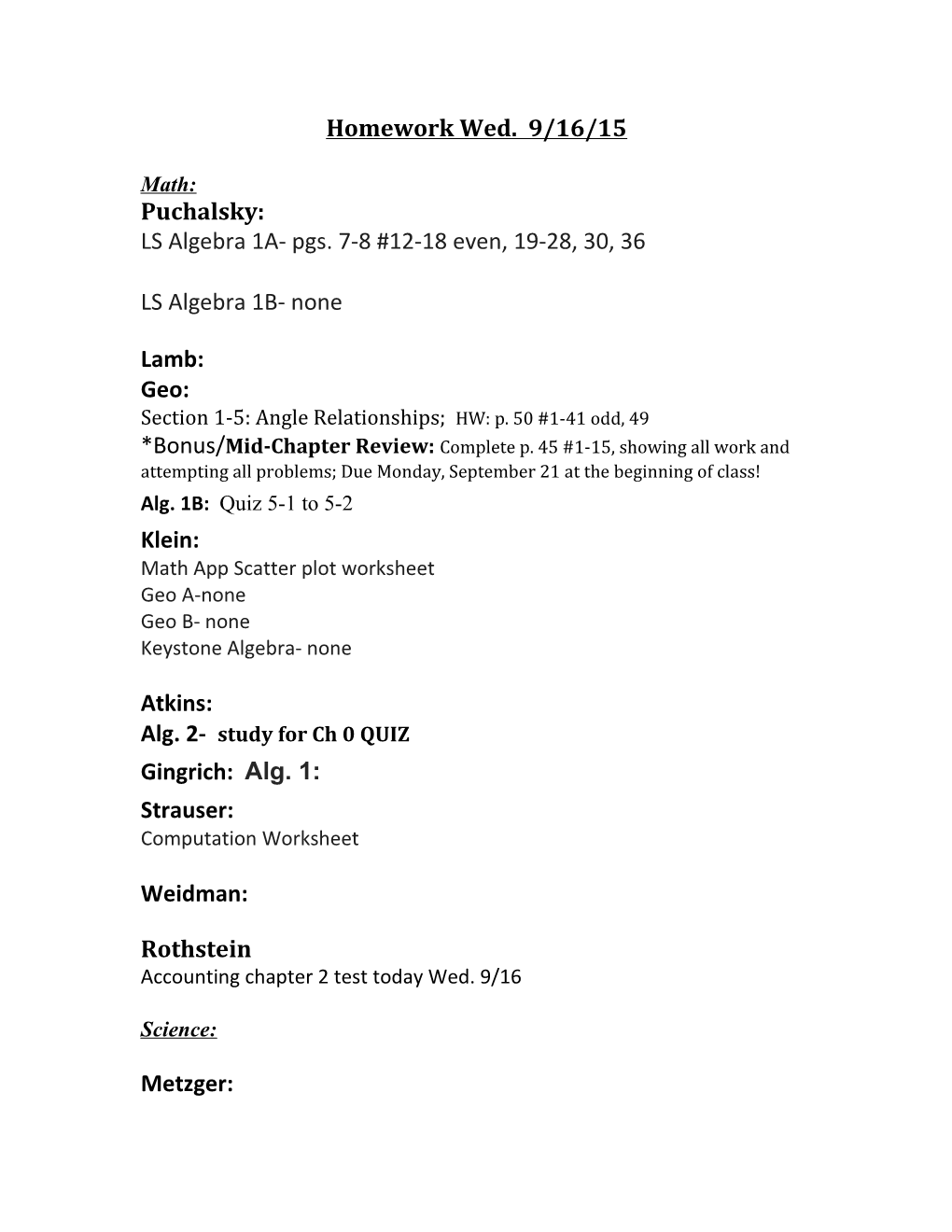 LS Algebra 1A- Pgs. 7-8 #12-18 Even, 19-28, 30, 36