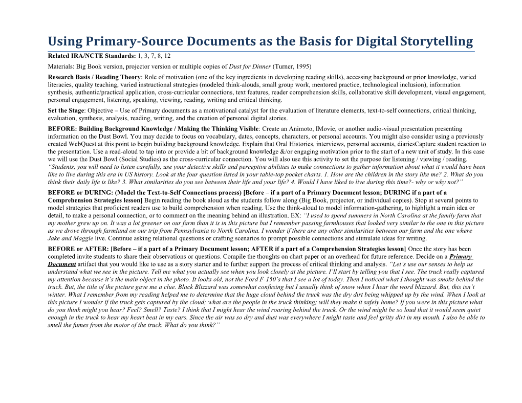 Using Primary-Source Documents As the Basis for Digital Storytelling