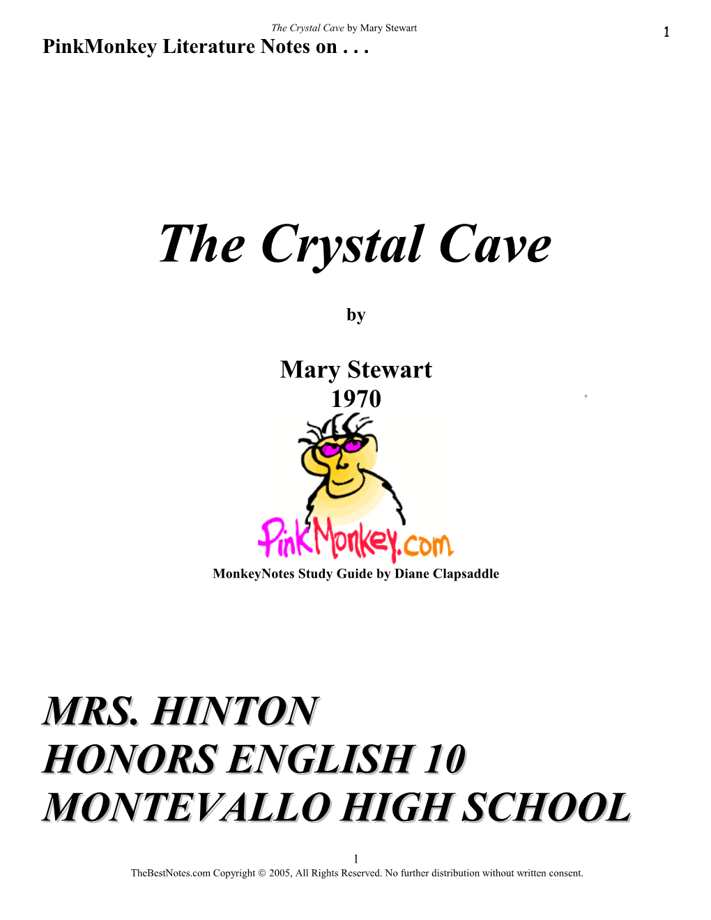 Chapter Summaries the Crystal Cave by Mary Stewart
