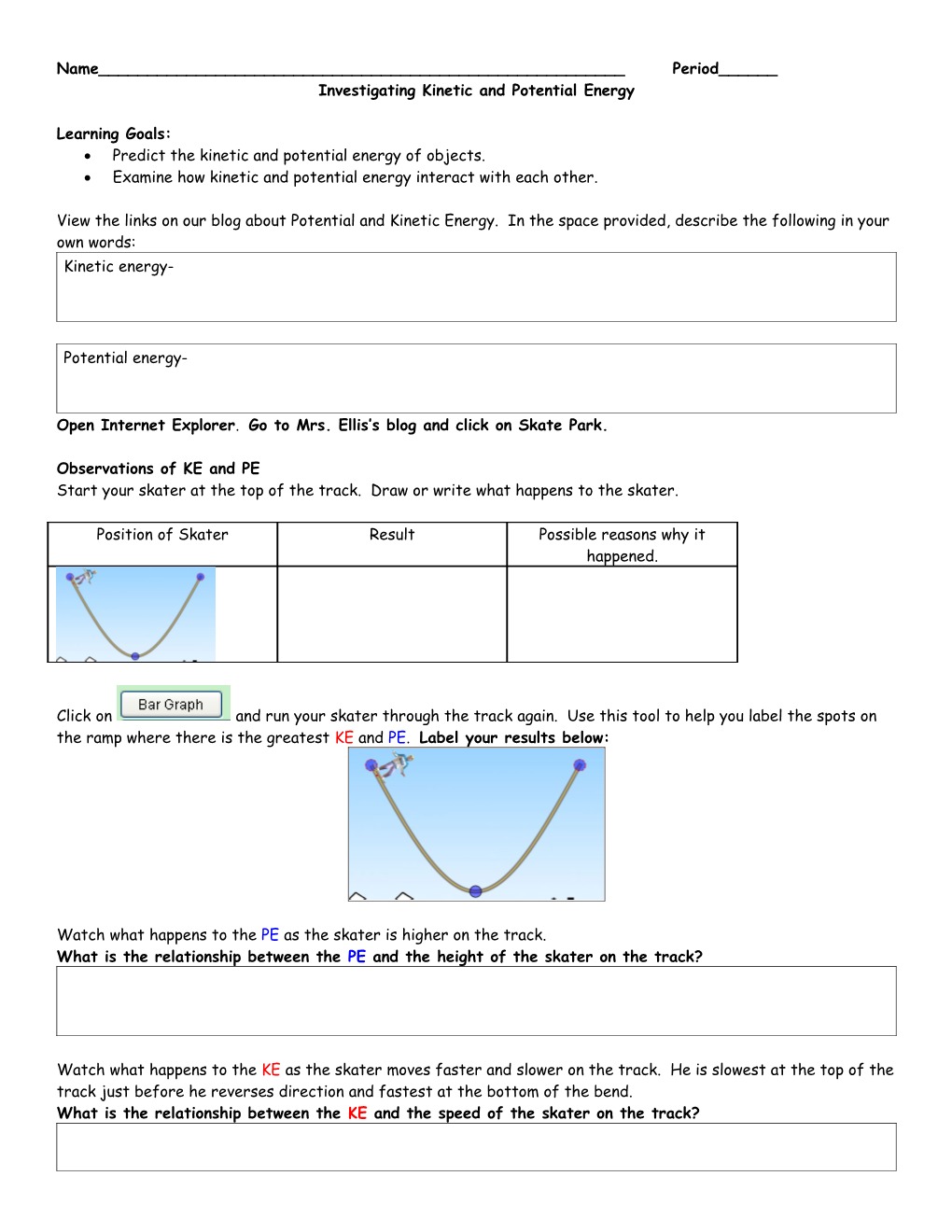 Investigating Kinetic and Potential Energy