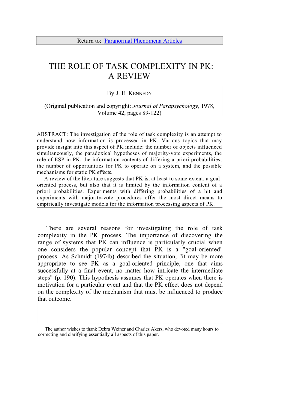 The Role of Task Complexity It PK: a Review