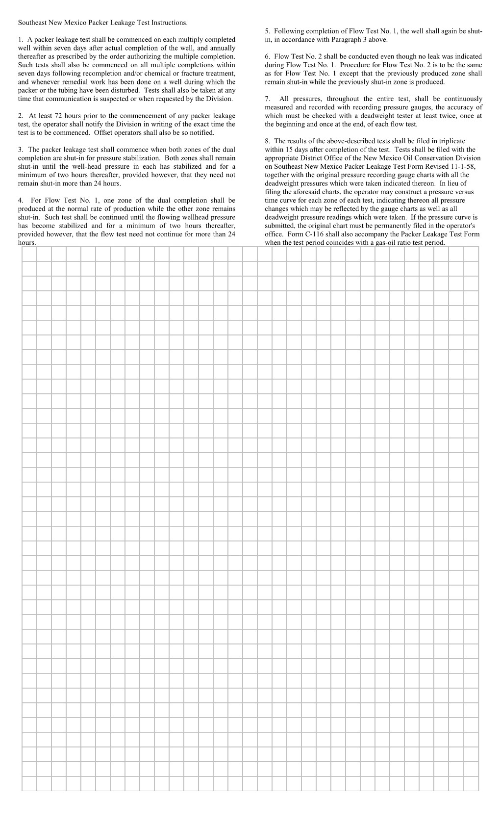 Southeast New Mexico Packer Leakage Test Instructions