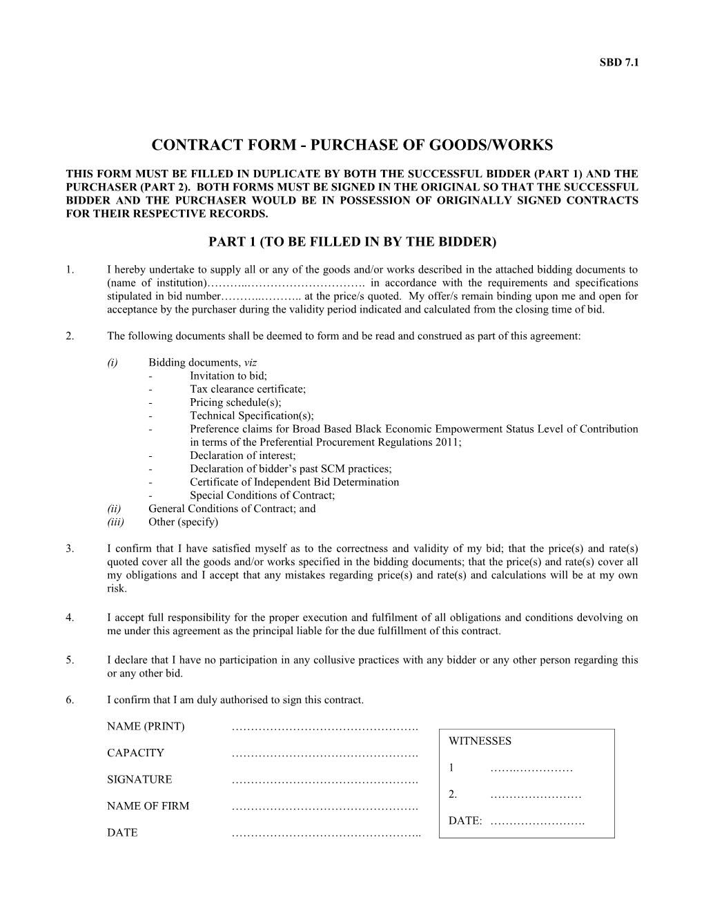 Scm-Bid-Documents-Sbd-7.1-Contract-Form-Purchase-Of-Goods-Or-Works