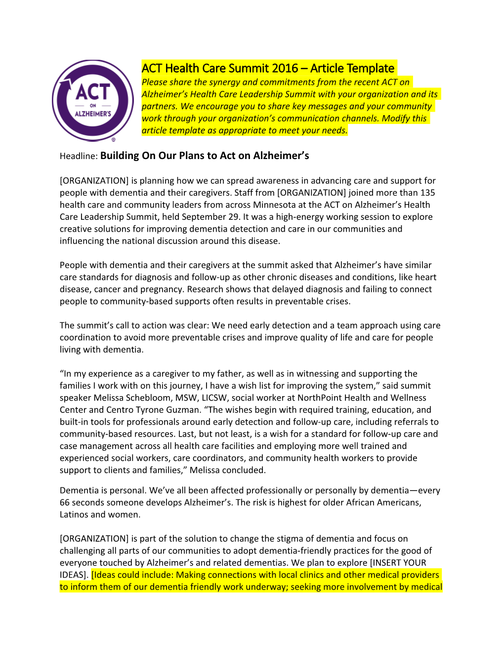 ACT Summit 2016 Article Template