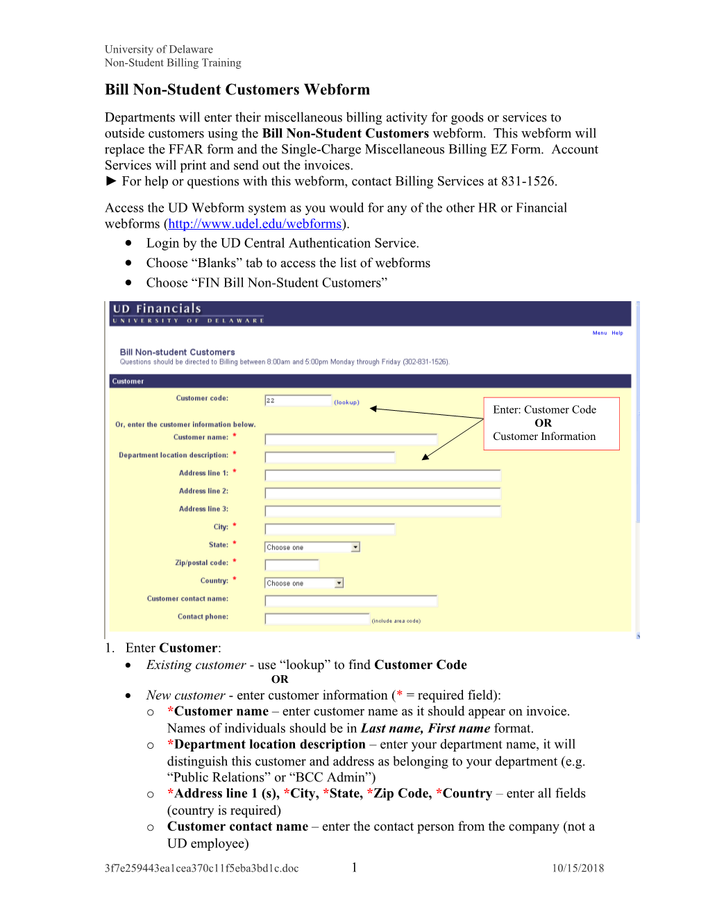 Non-Student Billing Webform