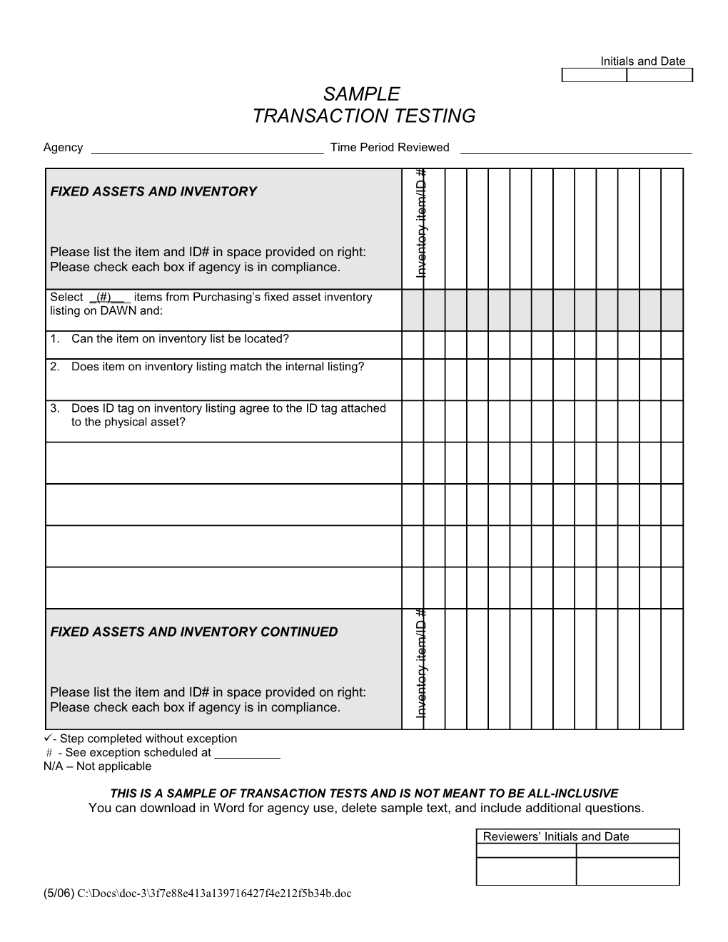 Table Games Test of Transactions