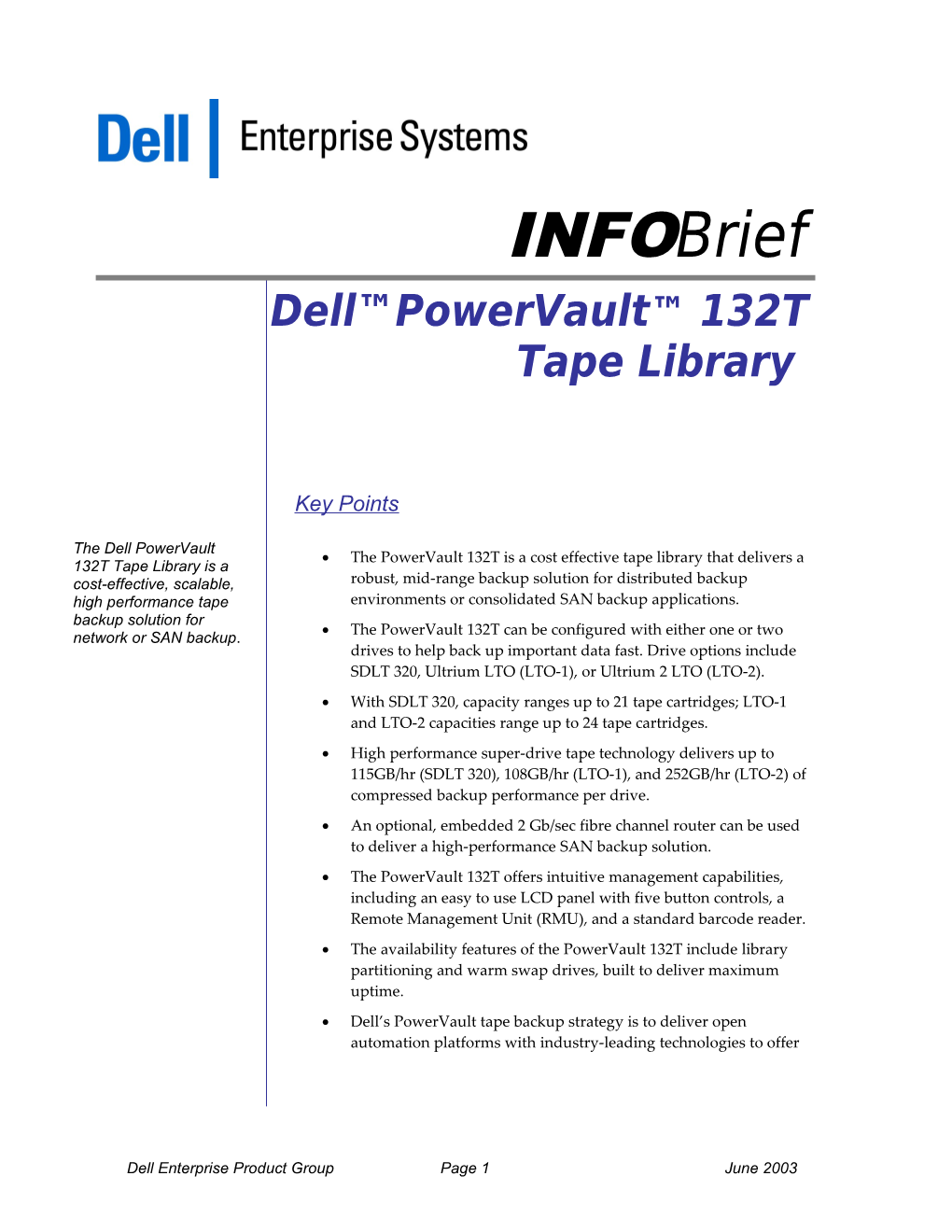 Dell Powervault 132T Infobrief