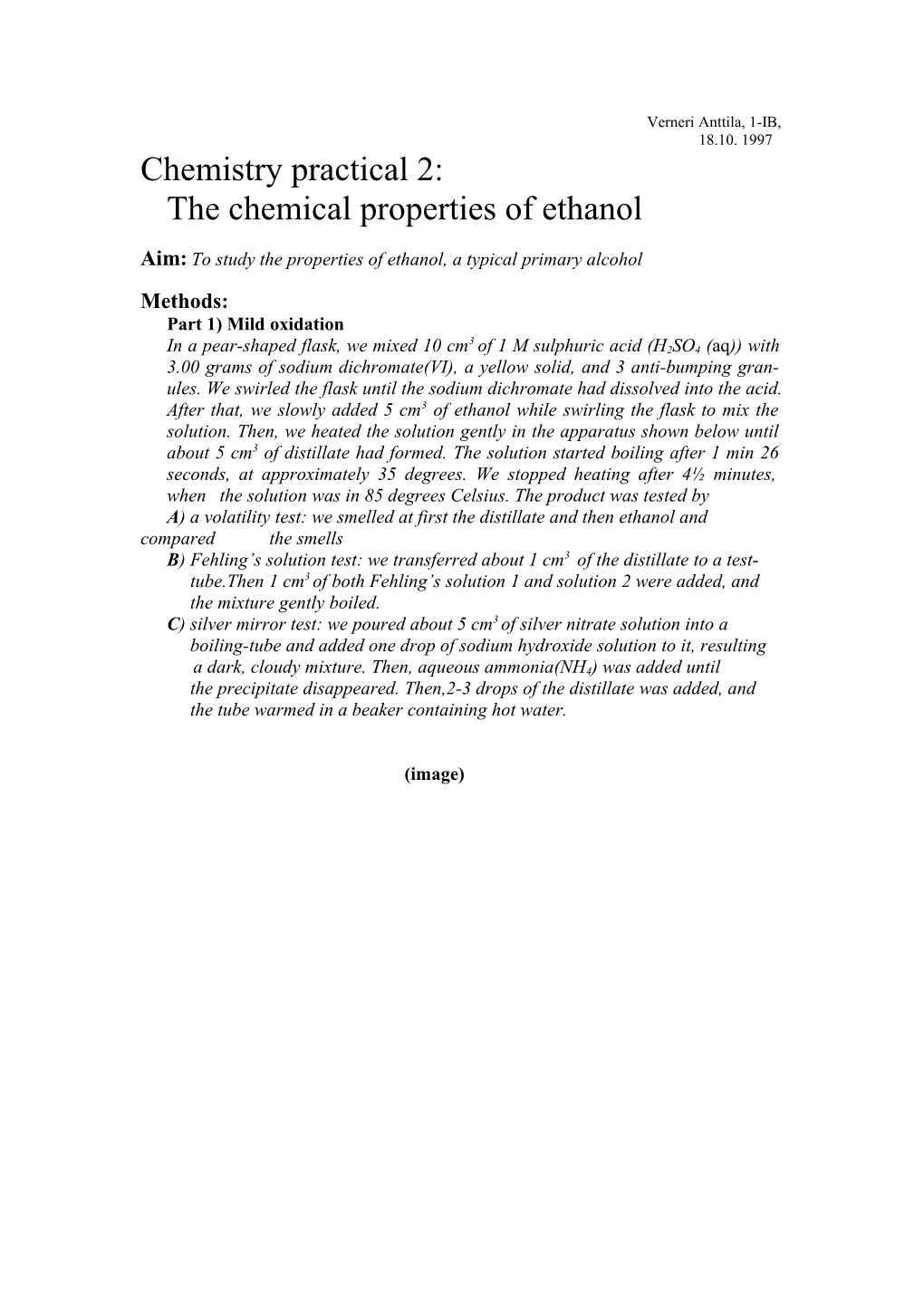 Chemistry Practical 2: Chemical Properties of Ethanol