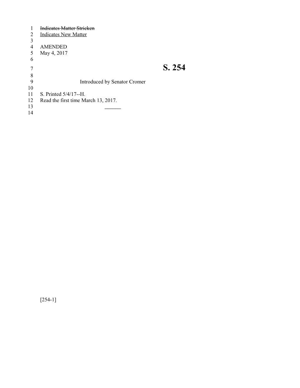 2017-2018 Bill 254 Text of Previous Version (May 4, 2017) - South Carolina Legislature Online