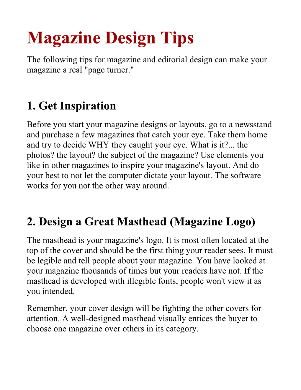 Magazine Design Tips