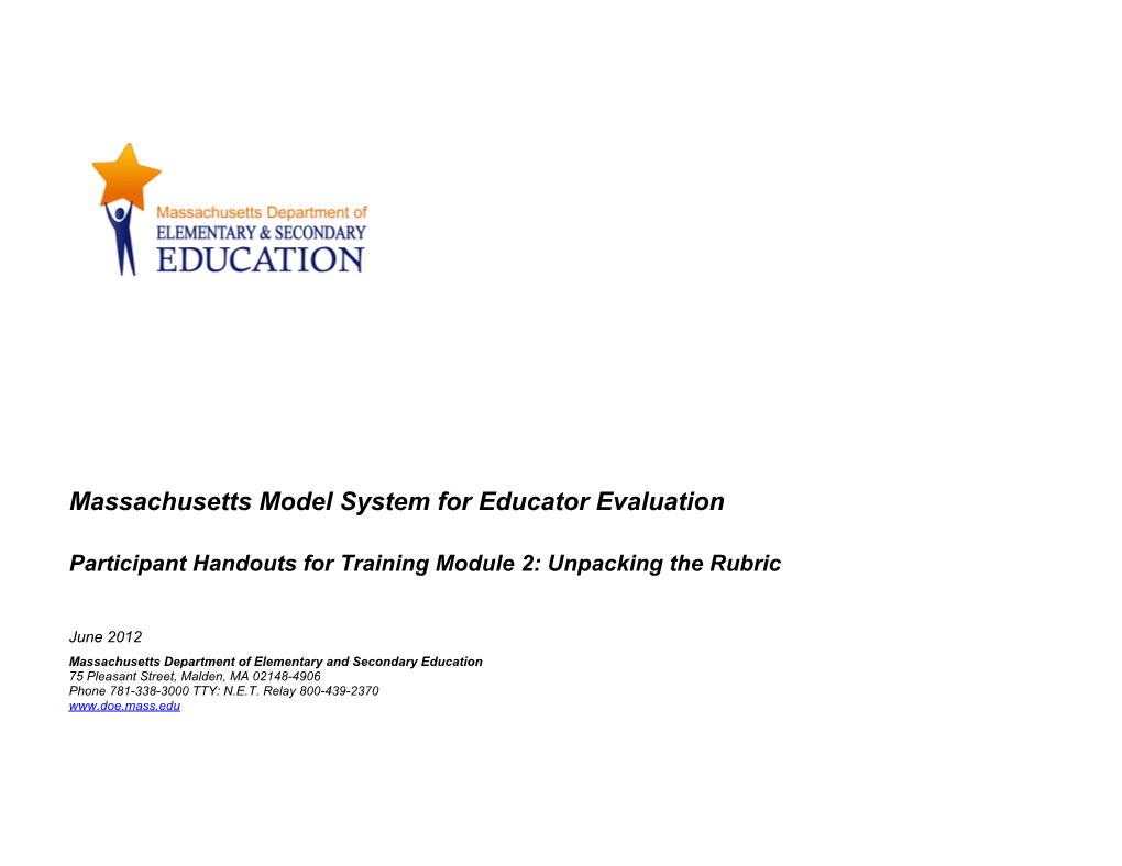 ESE Education Evaluation Module 2 Handout Packet