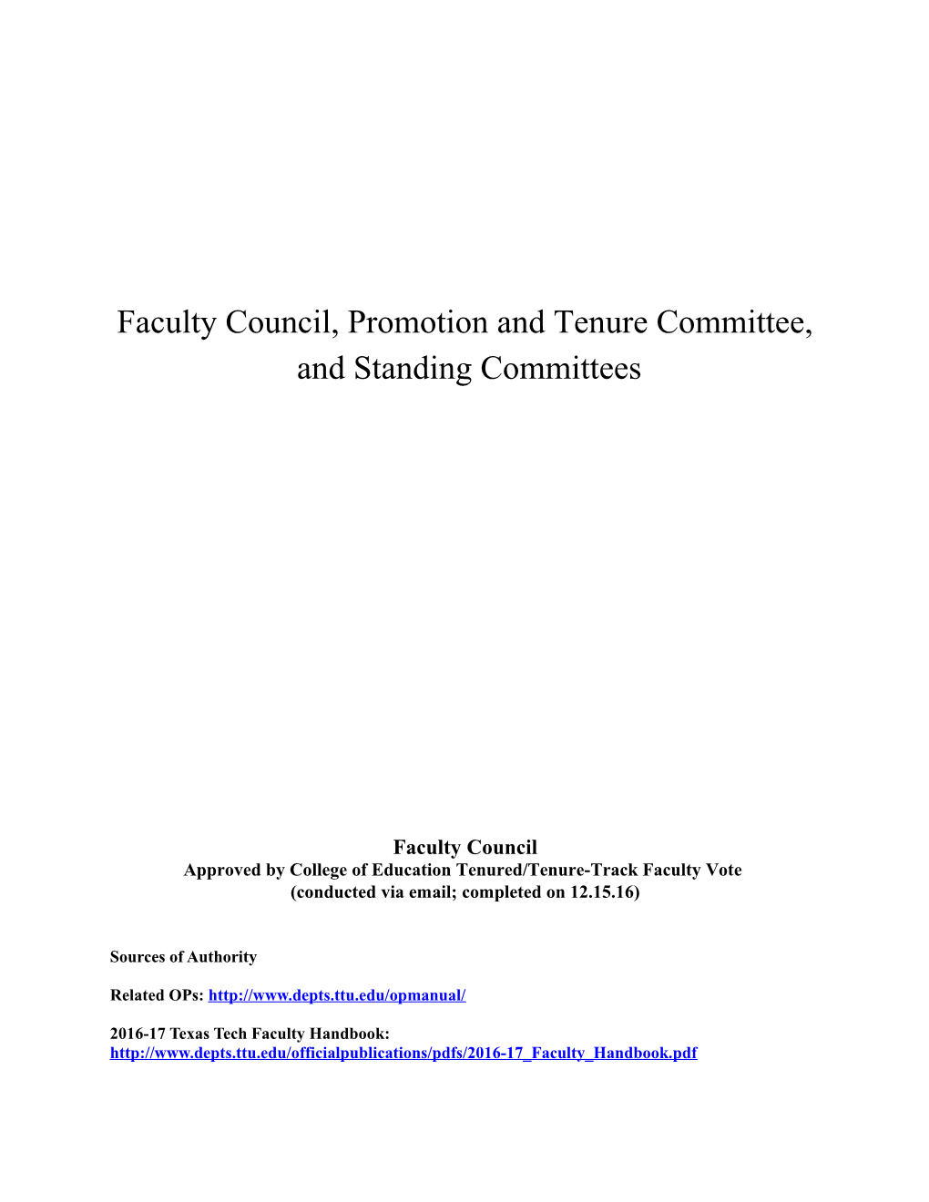 Faculty Council, Promotion and Tenure Committee
