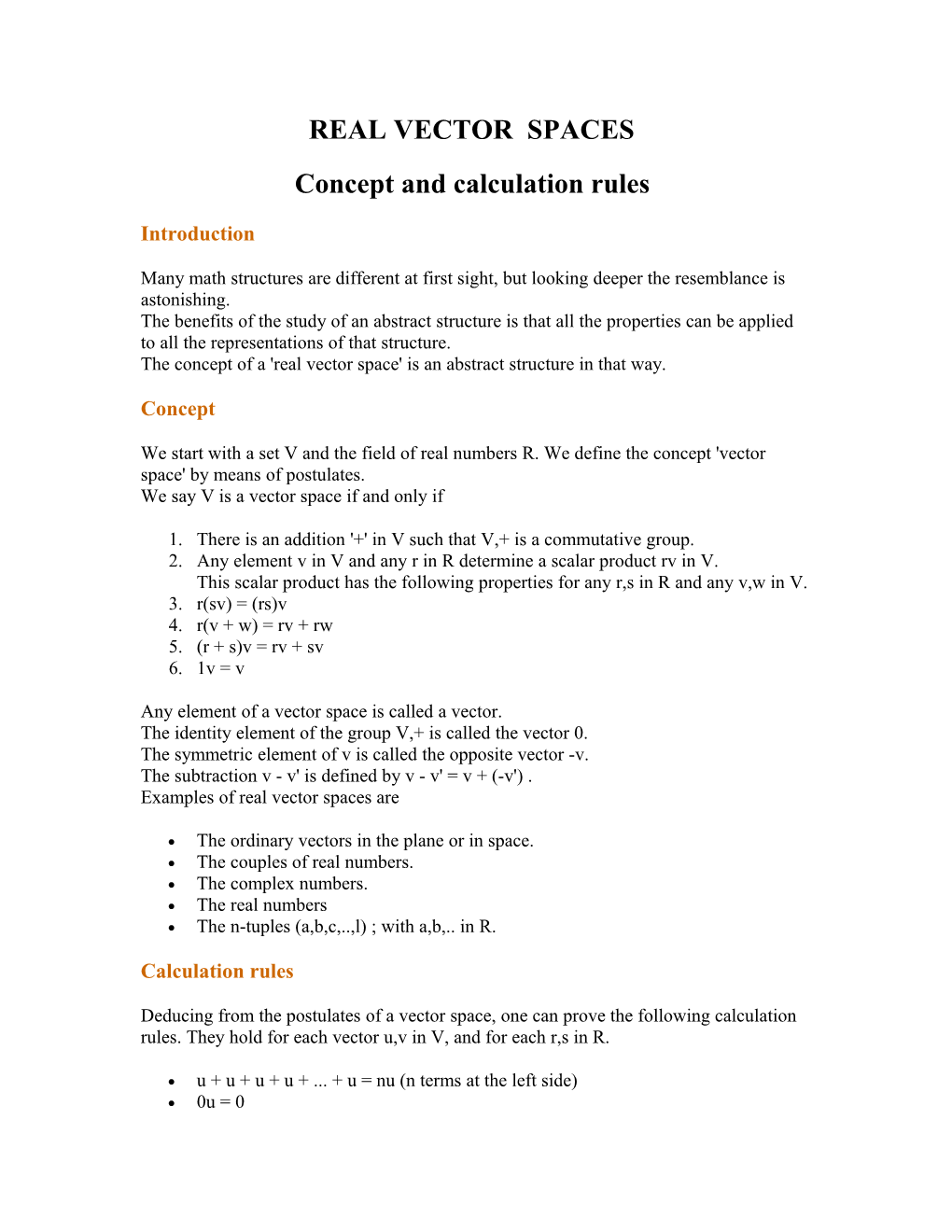 Concept and Calculation Rules