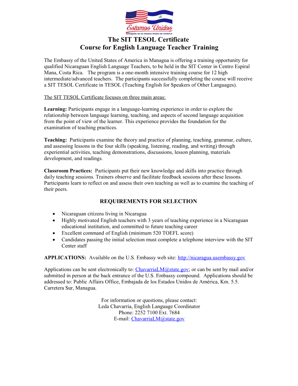 Course for English Language Teacher Training