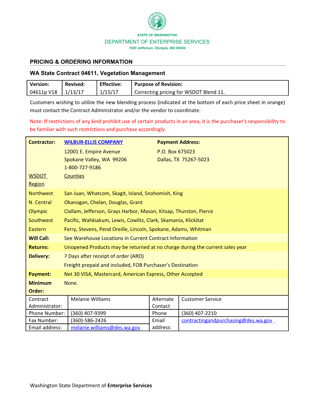 WA State Contract 04611, Vegetation Management