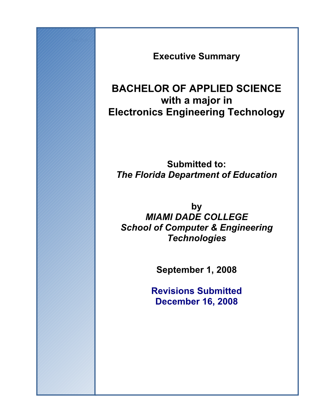 (Cited) BAS - Electronic Engineering Technology Executive Summary