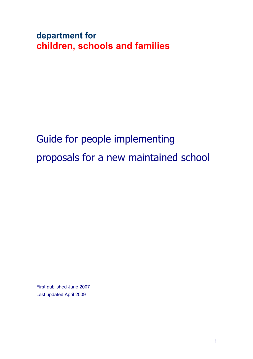 Implementing a New School: Guidance for Promoters