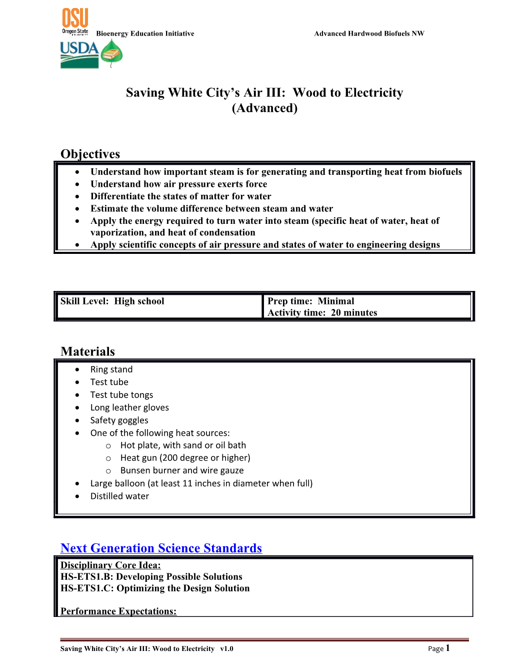 Saving White City S Air III: Wood to Electricity (Advanced)