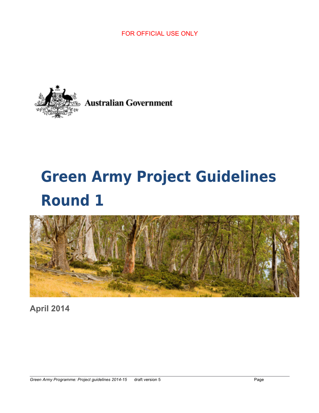 Green Army Project Guidelines Round 1