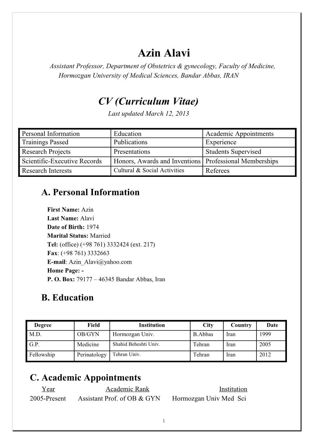 Assistant Professor, Department of Obstetrics & Gynecology, Faculty of Medicine