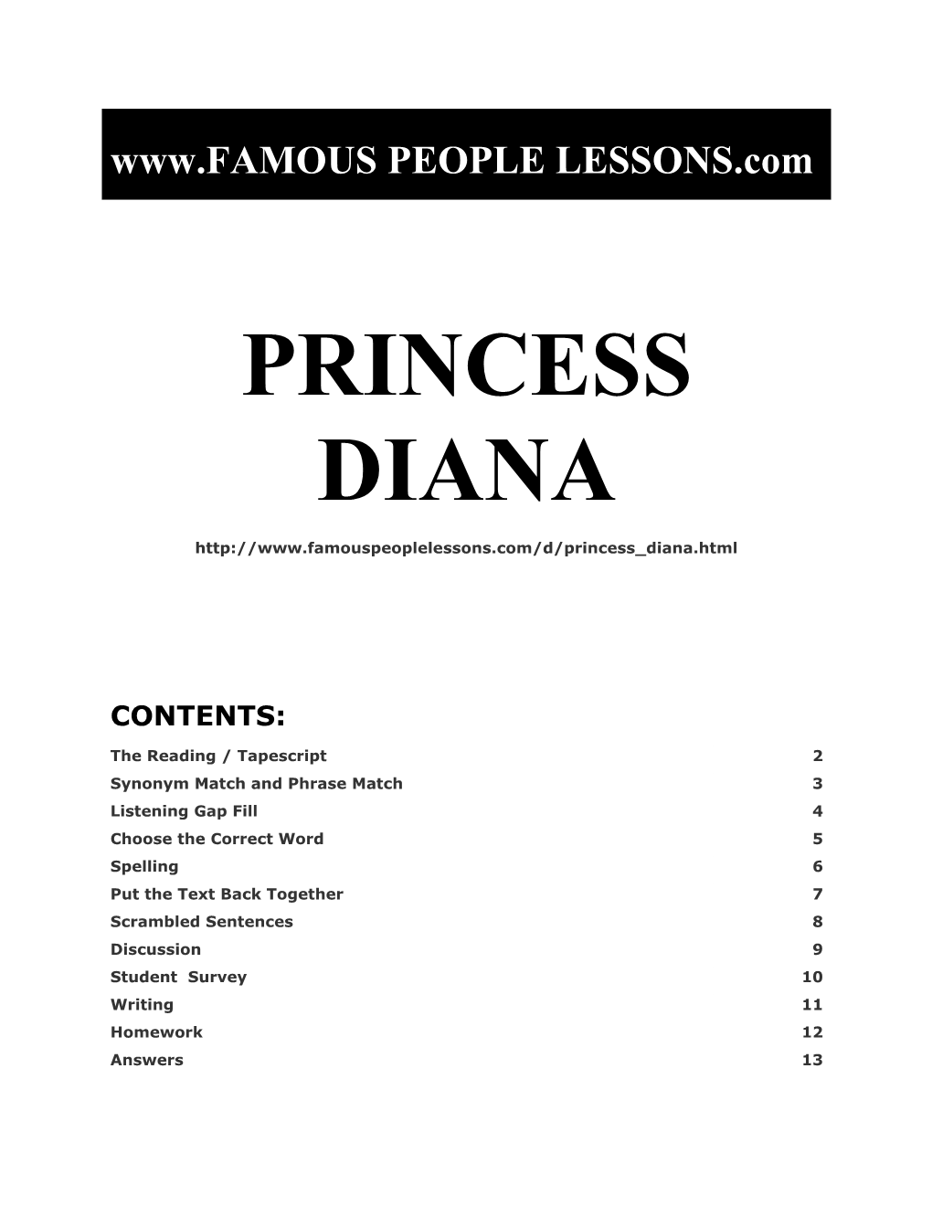 Famous People Lessons - Princess Diana