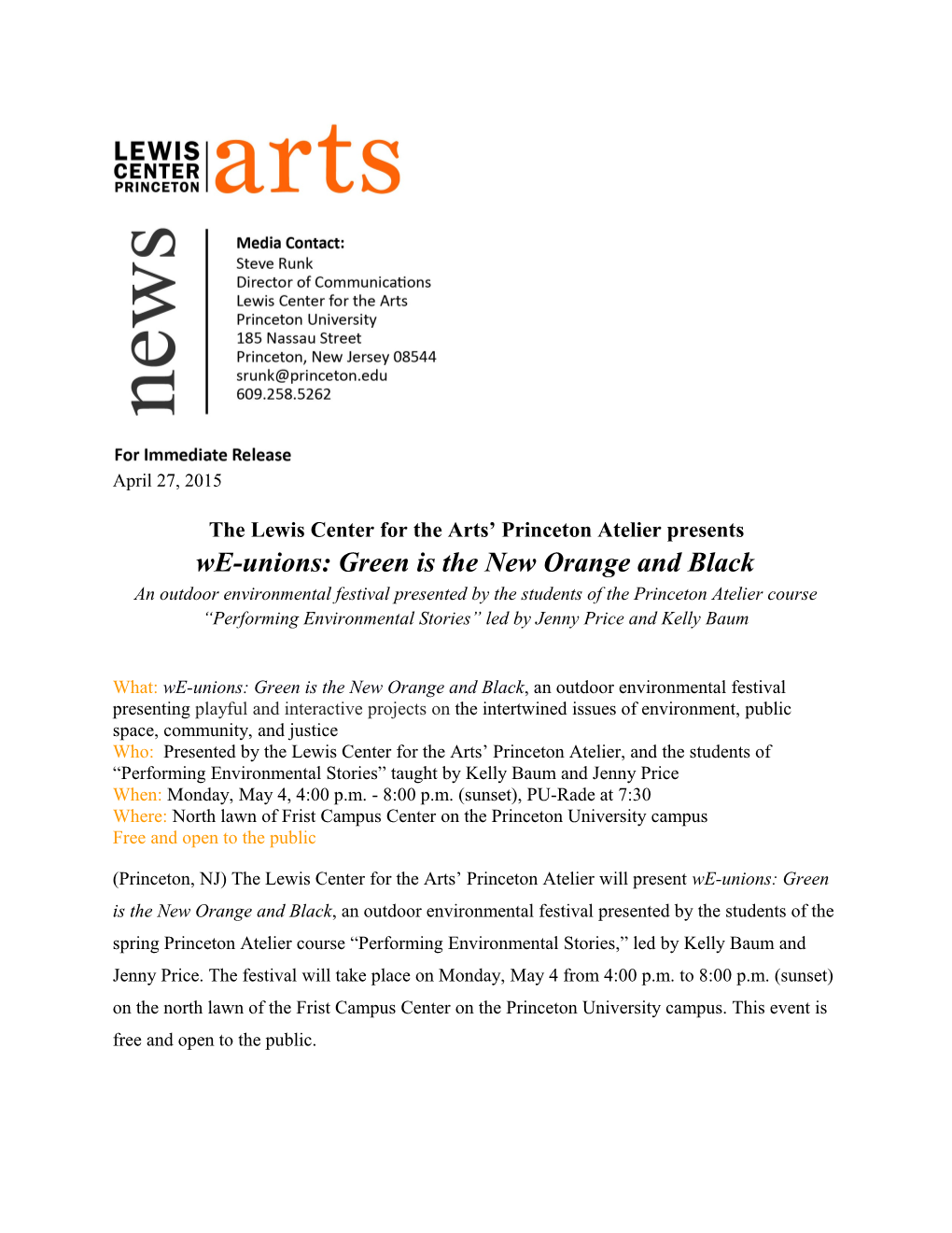 The Lewis Center for the Arts Princeton Atelier Presents