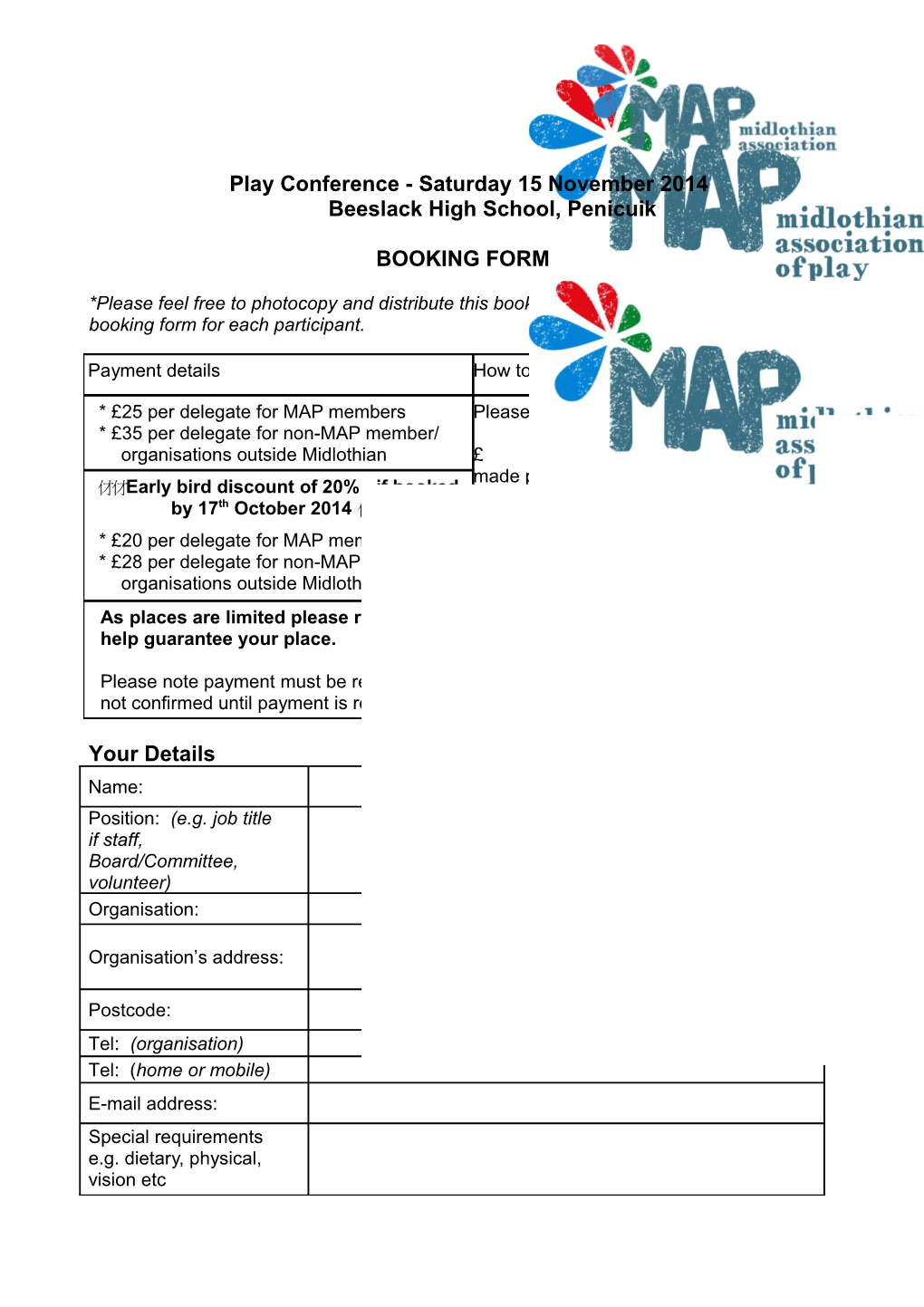 Mva Autumn 2007 Training Booking Form